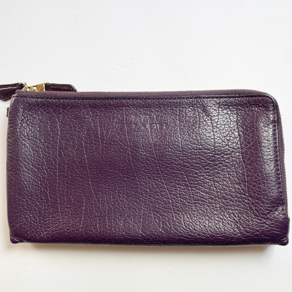 Coach Purple Burgundy Leather Clutch Wallet - Picture 1 of 6